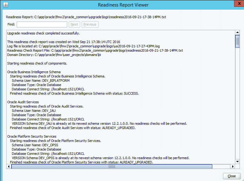 Readiness Report