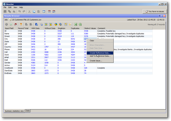 EDQ Data Profiling