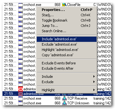 Include AdminTool in procmon traces