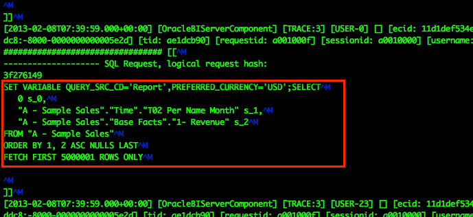 Logical SQL in nqquery.log