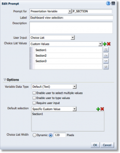 JFB - View Selector - P_SECTION Prompt