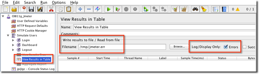 Getting JMeter to log errors