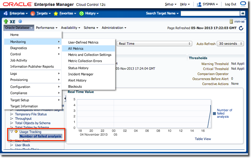 Displaying metric data from a Metric Extension