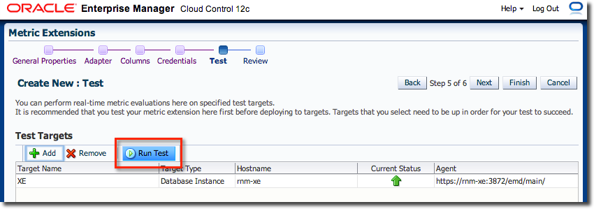 Defining an OBIEE Metric Extension in EM12c - testing the metric adaptor