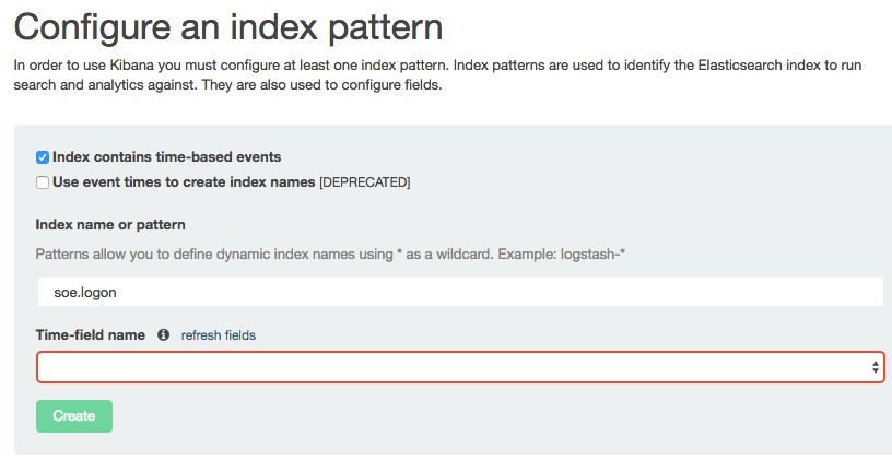 Configure an index pattern