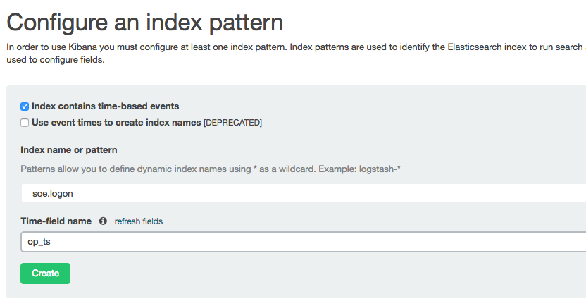 Configure an index pattern