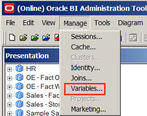 obiee use presentation variable in filter