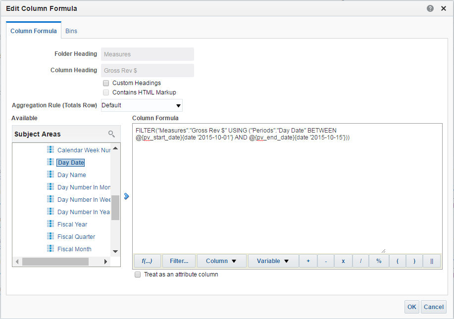 obiee use presentation variable in filter