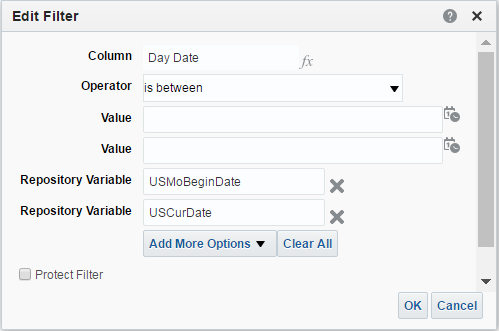 obiee use presentation variable in filter