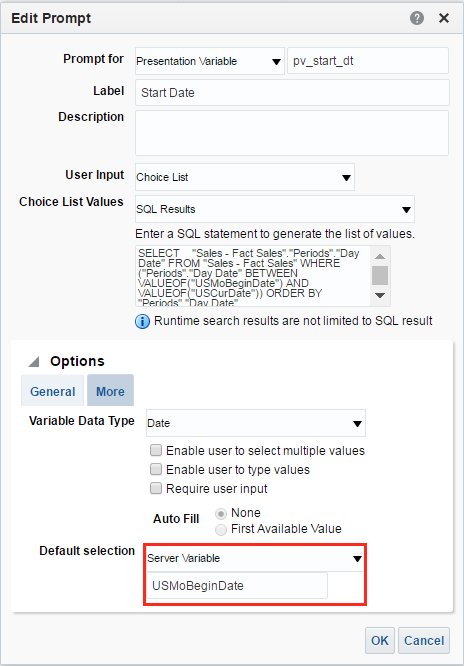 obiee use presentation variable in filter