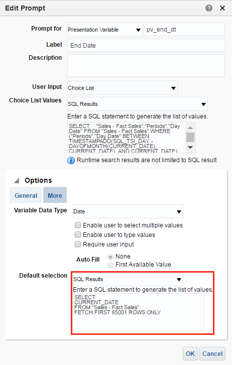 presentation variable obiee