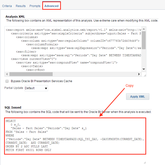 presentation variable obiee