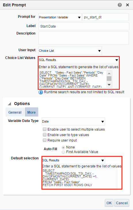 presentation variable obiee