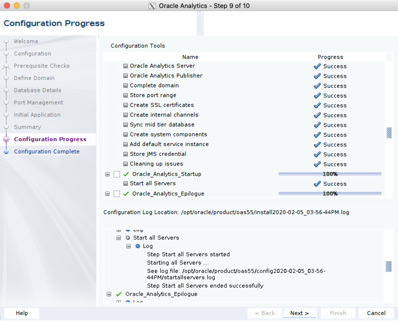 Oracle Analytics Server Configuration Screen