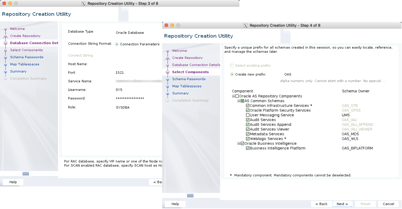 OAC repository creation utility set up 