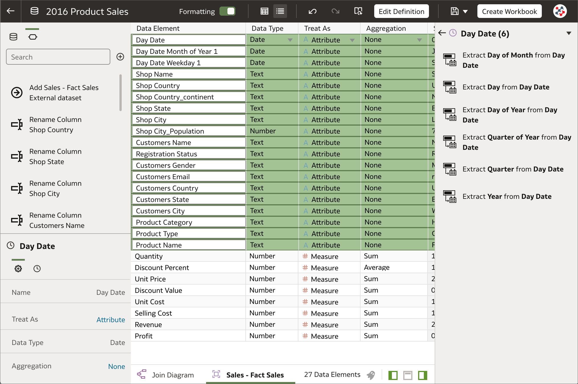 Selecting multiple columns for editing