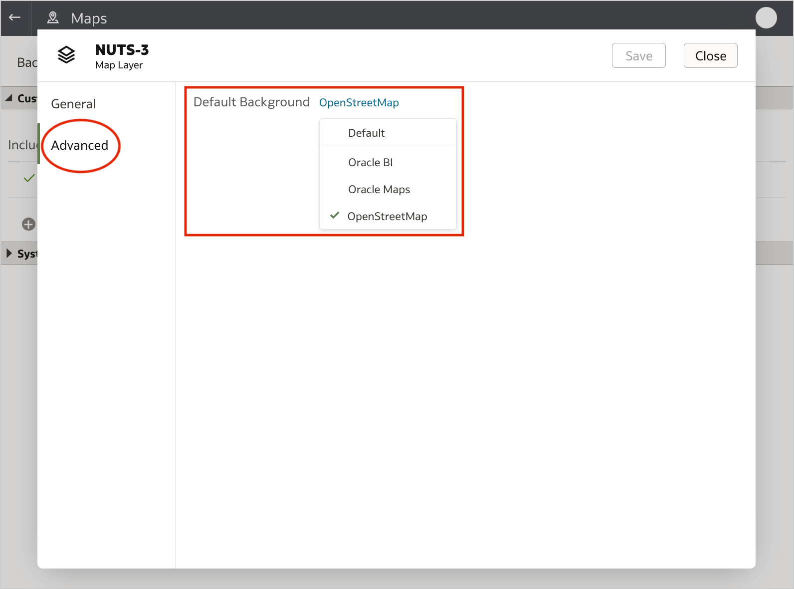 Assigning a map background to a map layer.