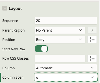 Oracle APEX - Layout attributes