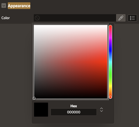 color picker in color attribute