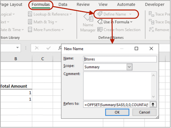 Defining a new Name to store the Formula for a Graph Data Source