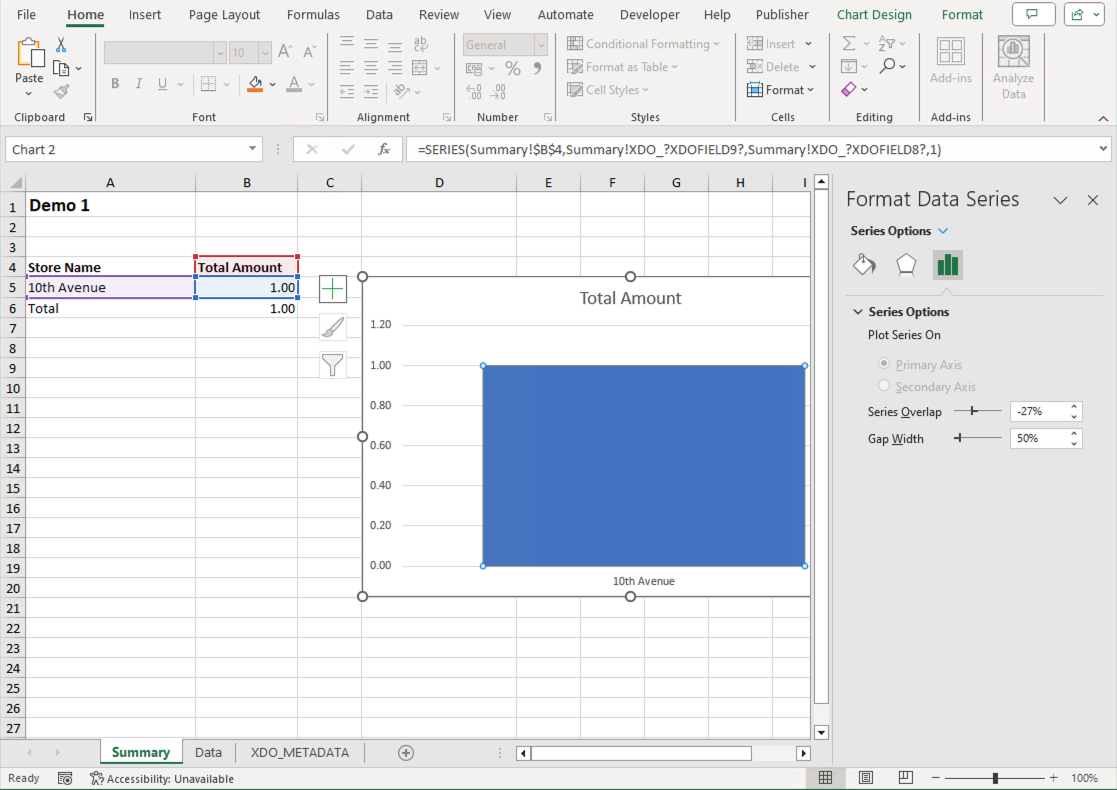 Screenshot of the Data Series Format Dialog for a Graph