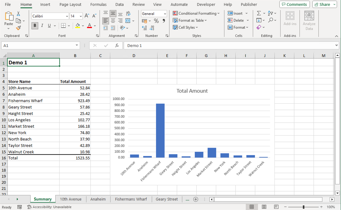 Example of a Graph Displaying 11 Items