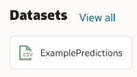 The Datasets section of the main OAS menu, showing 'ExamplePredictions'
