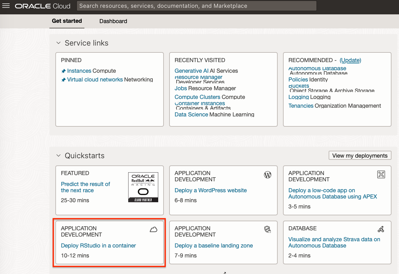 Deploy RStudio in an OCI Container