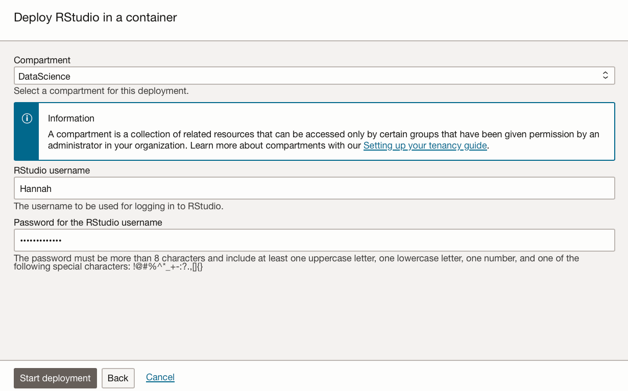 Deploy RStudio in an OCI Container