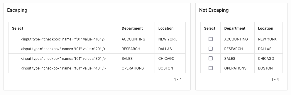 Screenshot of classic report in Oracle APEX application with Checkbox as select