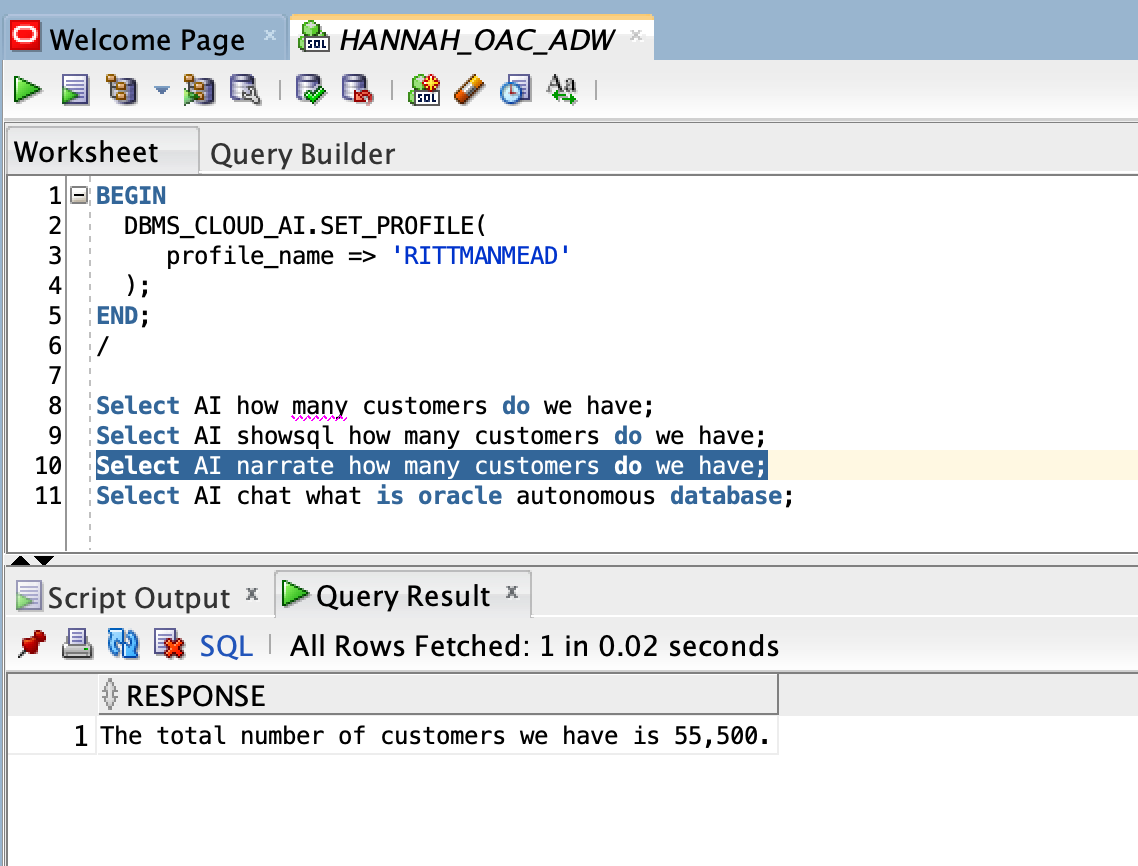 Oracle Autonomous Database Select AI
