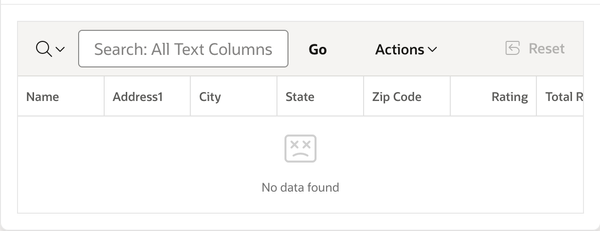 printscreen of Oracle APEX Interactive grid - Custom no data found icon 